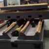 Machine castings arranged in the CHANSIN workshop.