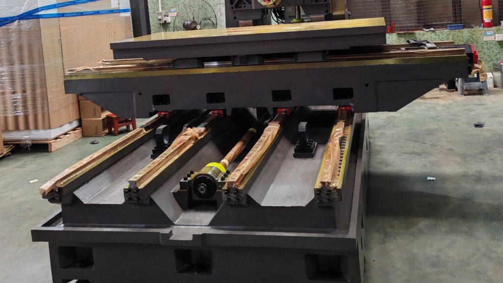 Machine castings arranged in the CHANSIN workshop.